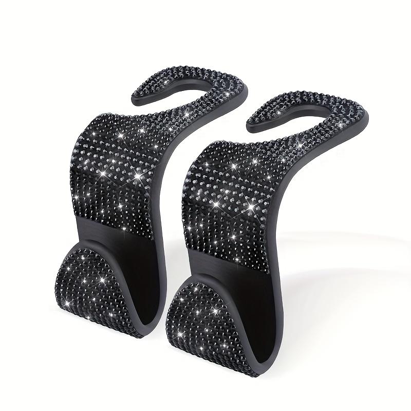 Set of 2 Dazzling Sequined Diamond-Studded Car Back Seat Headrest Hooks - Stylish Car Handbag Holders with Adjustable Shoulder Straps - Luxurious Car Interior Additions Suitable for Both Men And Women, Perfectly Fitting Handbags, Wallets