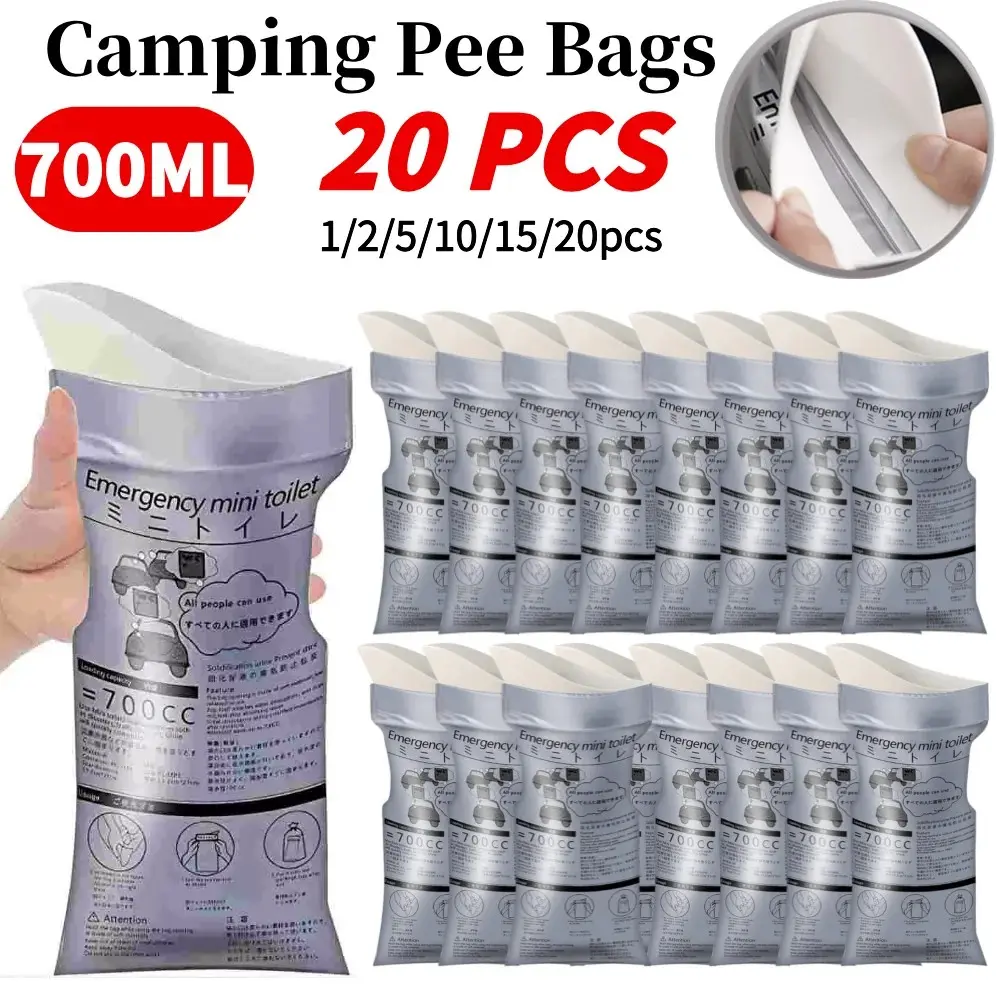 20pcs Disposable Urine Bag 700ML, Outdoor Camping Emergency Urinate Bag, Car Travel Mobile Toilet, for Men Women Kids, Vomiting Bag