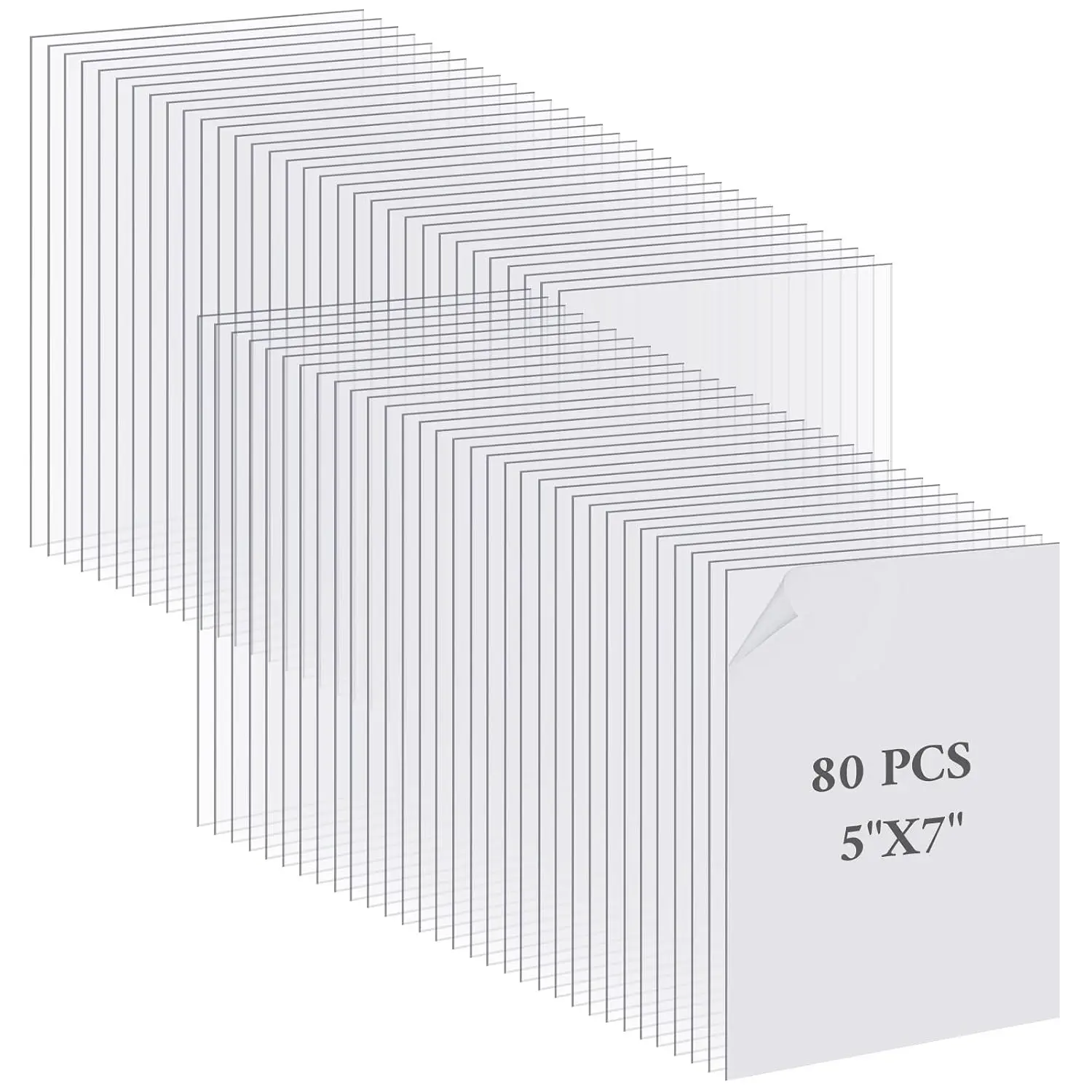 80 Pack Clear Acrylic Sheets 5 x 7 inch 1 mm Thick Acrylic Panel for Picture Frame Glass Replacement, Art Crafts Projects, Painting, Wedding Festival Party Office