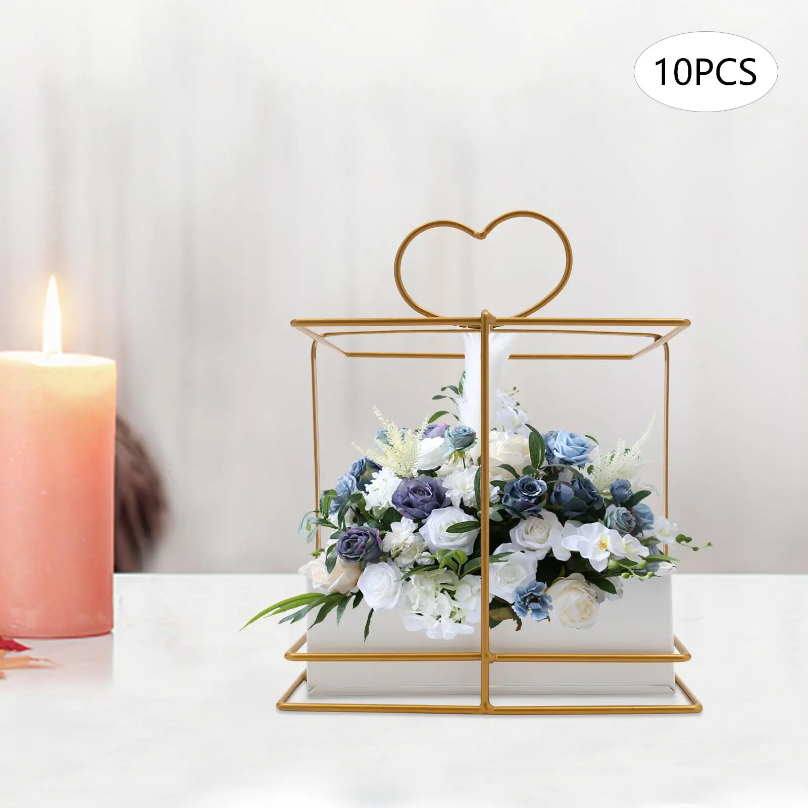Square Carrier Wedding Planter, 10 Pieces Metal Geometric Gold Centrepieces Elegant Wedding Table Centrepieces - wedding vases party decorations