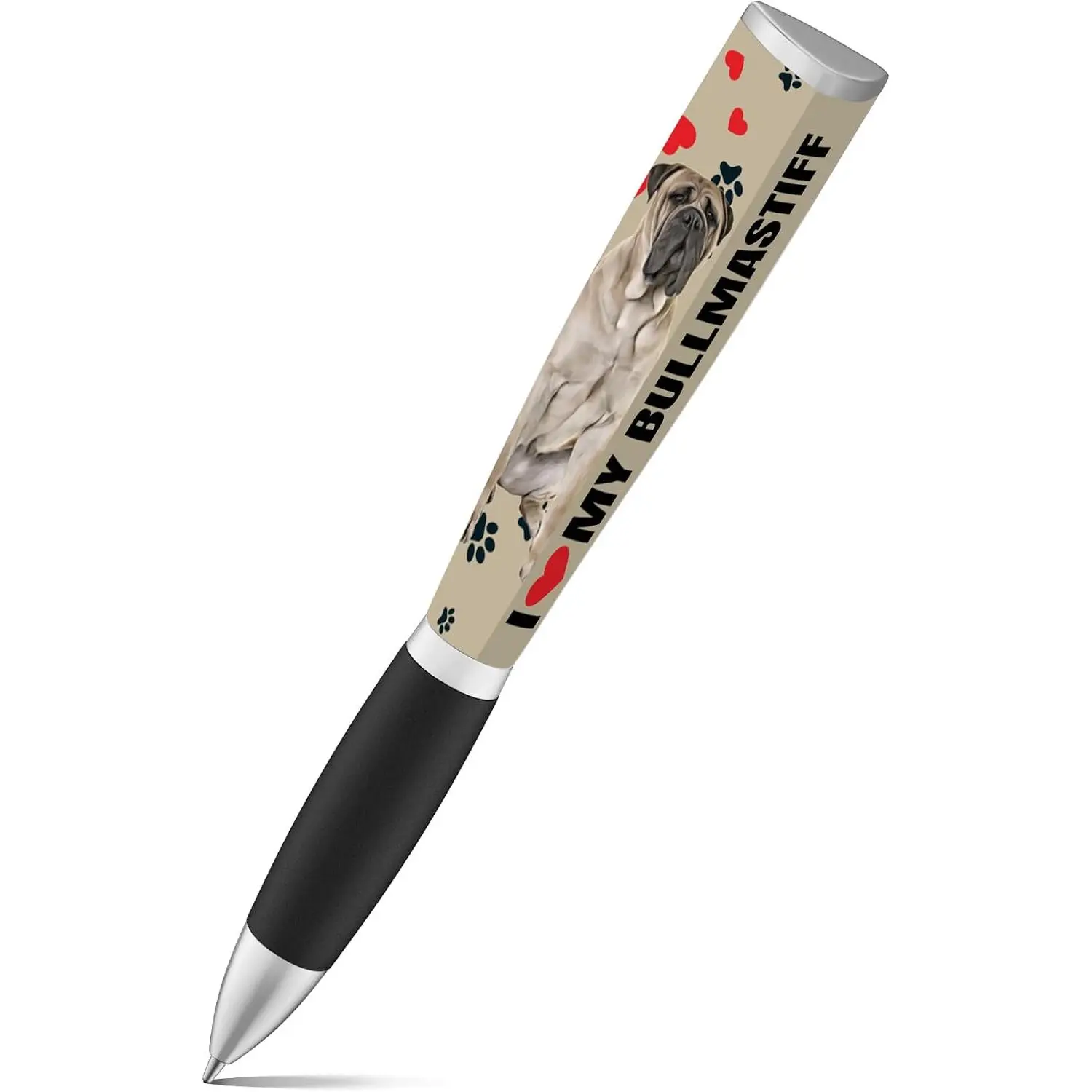 Bullmastiff 3-Sided Ballpoint Pen - Black Ink, Medium Tip, Love Decor Breed Design, Office Stationery Writing Tool for Journaling, Office Use