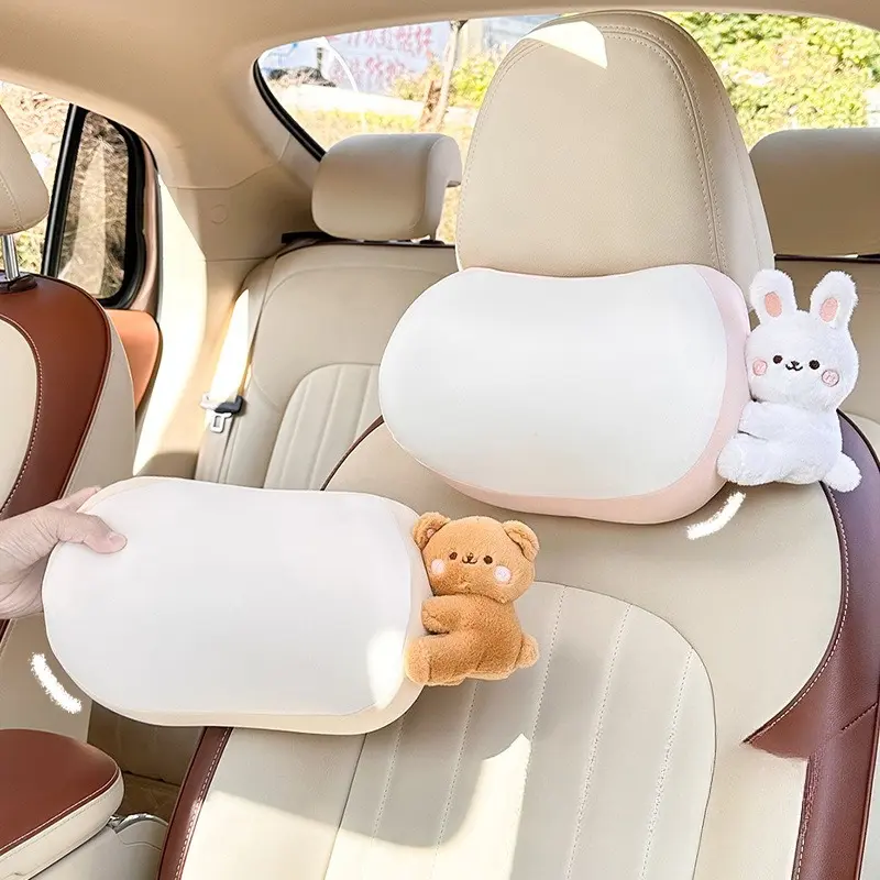 Cute Cartoon Car Neck Pillow – Memory Foam Headrest Cushion, Car Travel Pillow, Comfortable Car Seat Support, All-Season Auto Accessory