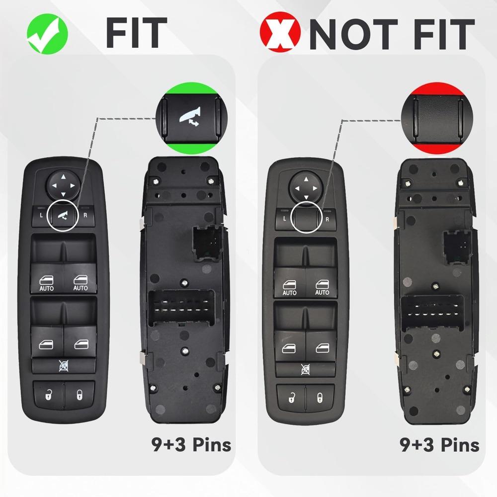 Driver Side Master Power Window Switch 9 Pins + 3Pins Compatible With 2012-2015,17-19 Dodge Grand Caravan,2013-2015 Ram 1500,2500,2015 Ram 3500,2012-2015 Town&Country Replaces# 68110867AB 68110867AA Driver Side Master Power Window Switch 9 Pins + 3Pins Compatible With 2012-2015,17-19 Dodge Grand Caravan,2013-2015 Ram 1500,2500,2015 Ram 3500,2012-2015 Town&Country Replaces# 68110867AB 68110867AA