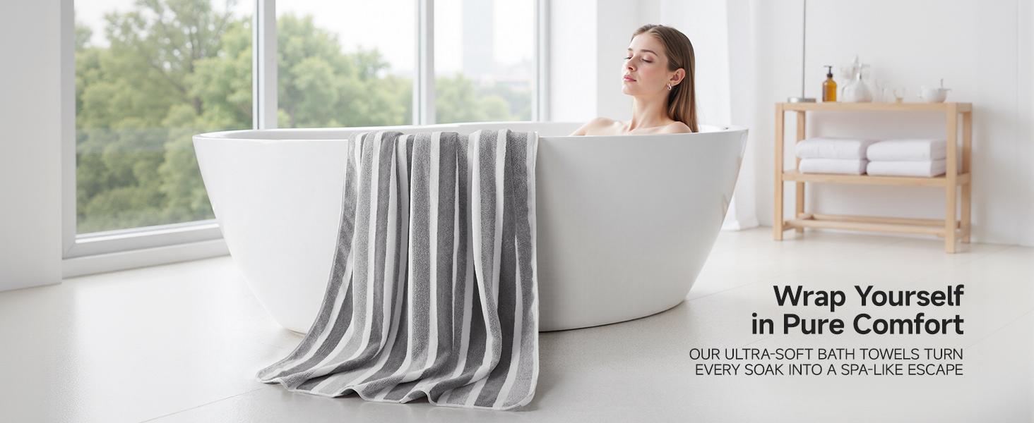 Ultra Soft Bath Towel Sets 6-Piece 35"x70"|   100% Microfiber, Highly Absorbent & Quick Dry|   Gray Towels for Bathroom, Spa, Gym|   2 Bath, 2 Hand, 2 Washcloths