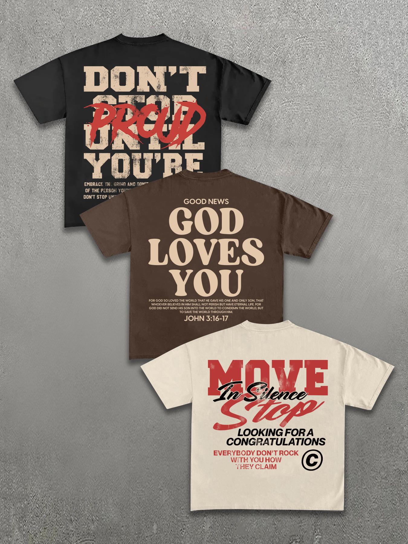 Men's Plain / Letter Print Round Neck Tee, Street Fashion Short Sleeve Crewneck T-shirt for Daily Wear, Casual Comfy Top for Summer, Casual Streetwear Top