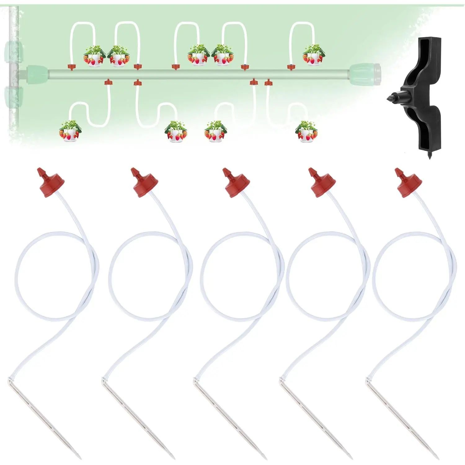 20 Pack Automatic Irrigation Dripper Stake Assembly 0.5 GPH | Dripper Emitters for 1 way 25.6" Irrigation tubing,Drip Emitters Bend  Sprinklers for Garden Pots Irrigation Systems
