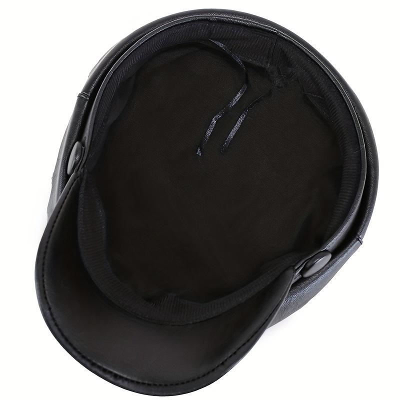PU Leather Beret High Quality Adjustable Drawstring Stylish Flat Cap for Men Women