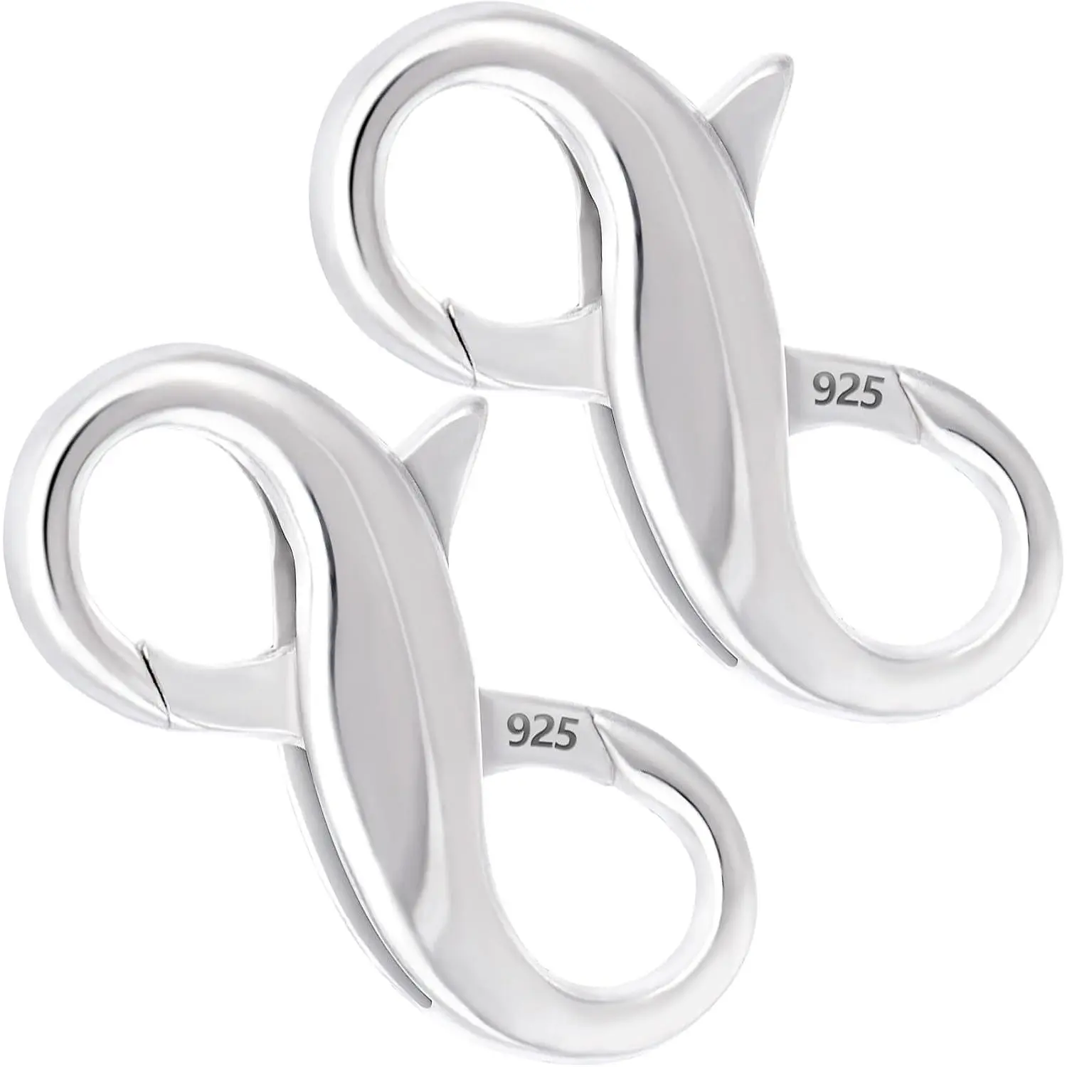 1 count 925 Sterling  Lobster Claw Clasps, 0.59×0.31in, Eight Shaped