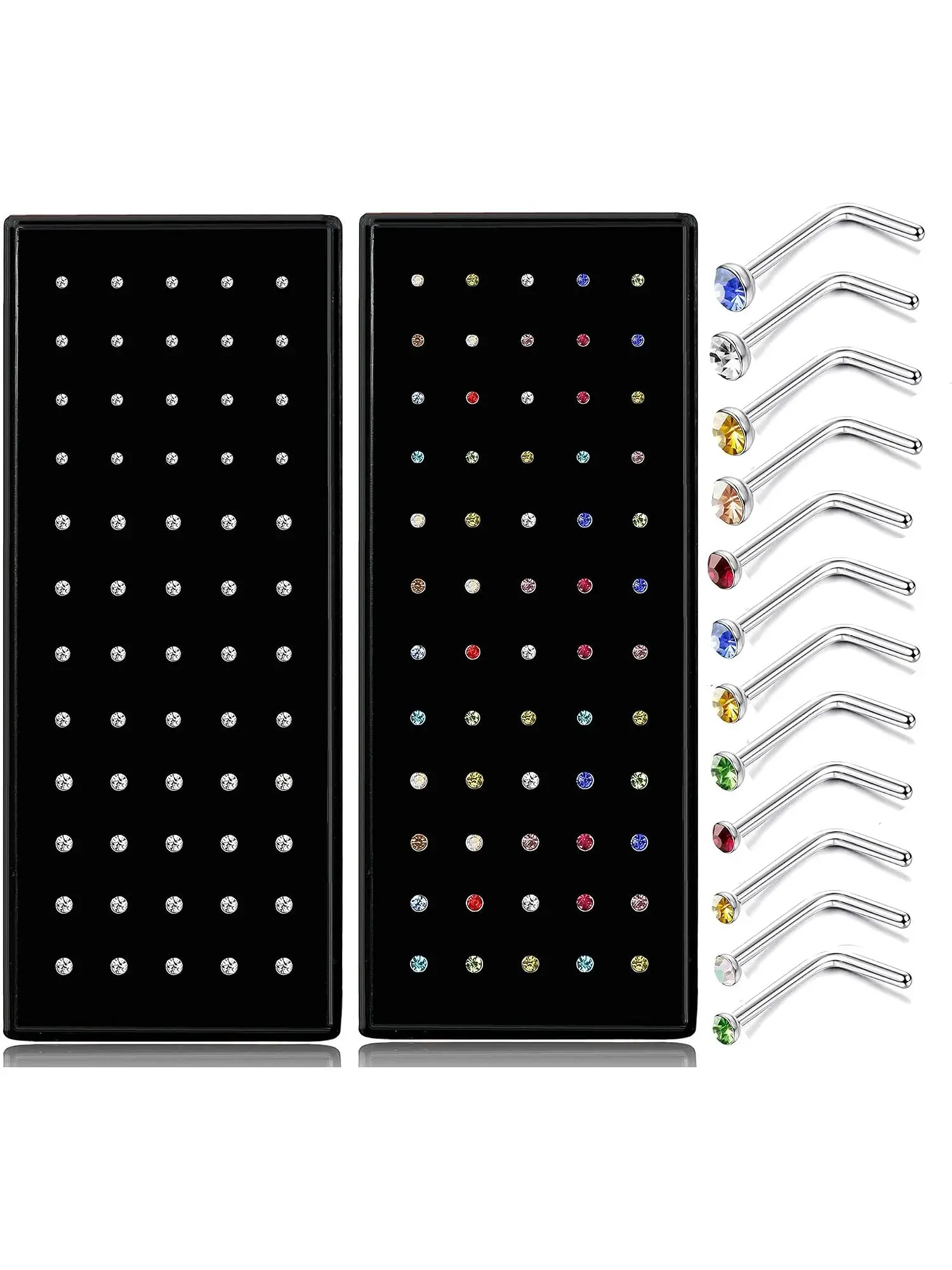 120PCS Stainless Steel Nose Ring L-Shaped Piercing Jewelry 22G 1.5mm 2mm 2.5mm for Men Women