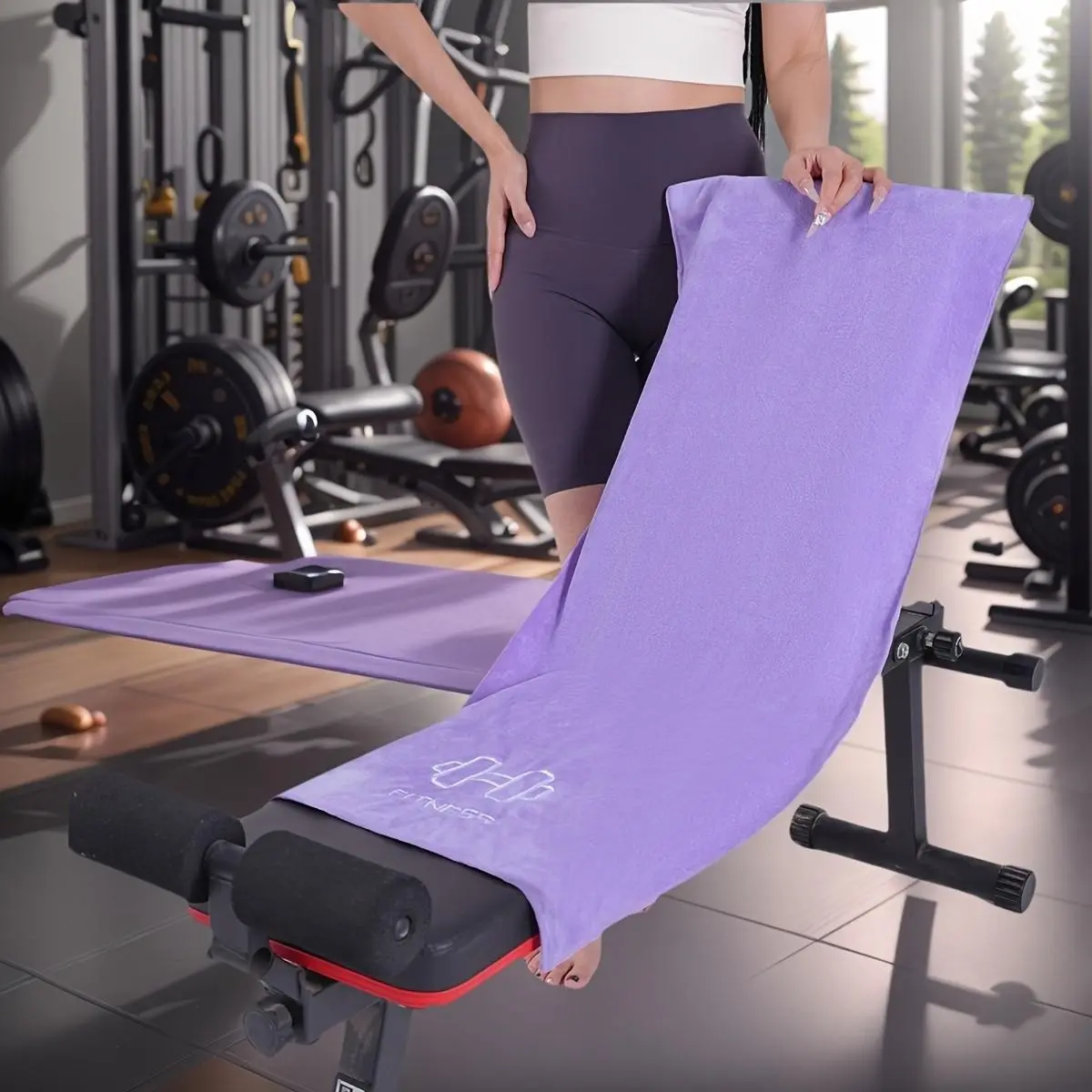 Extra Large Gym Mat Towel, Quick-Dry Microfiber Fitness Towel with Hidden Pocket, Ideal for Dumbbells and Equipment