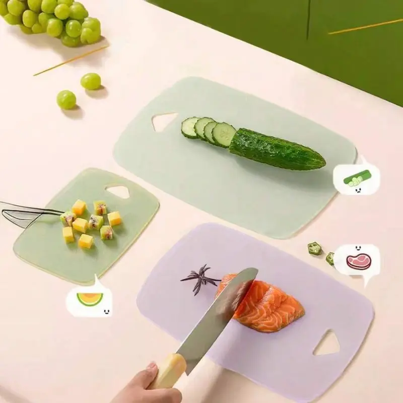 3 thick plastic cutting boards with anti slip handles, suitable for dishwasher safety cutting boards for meat, fruits, and vegetables, and portable kitchen cutting boards for family RV camping