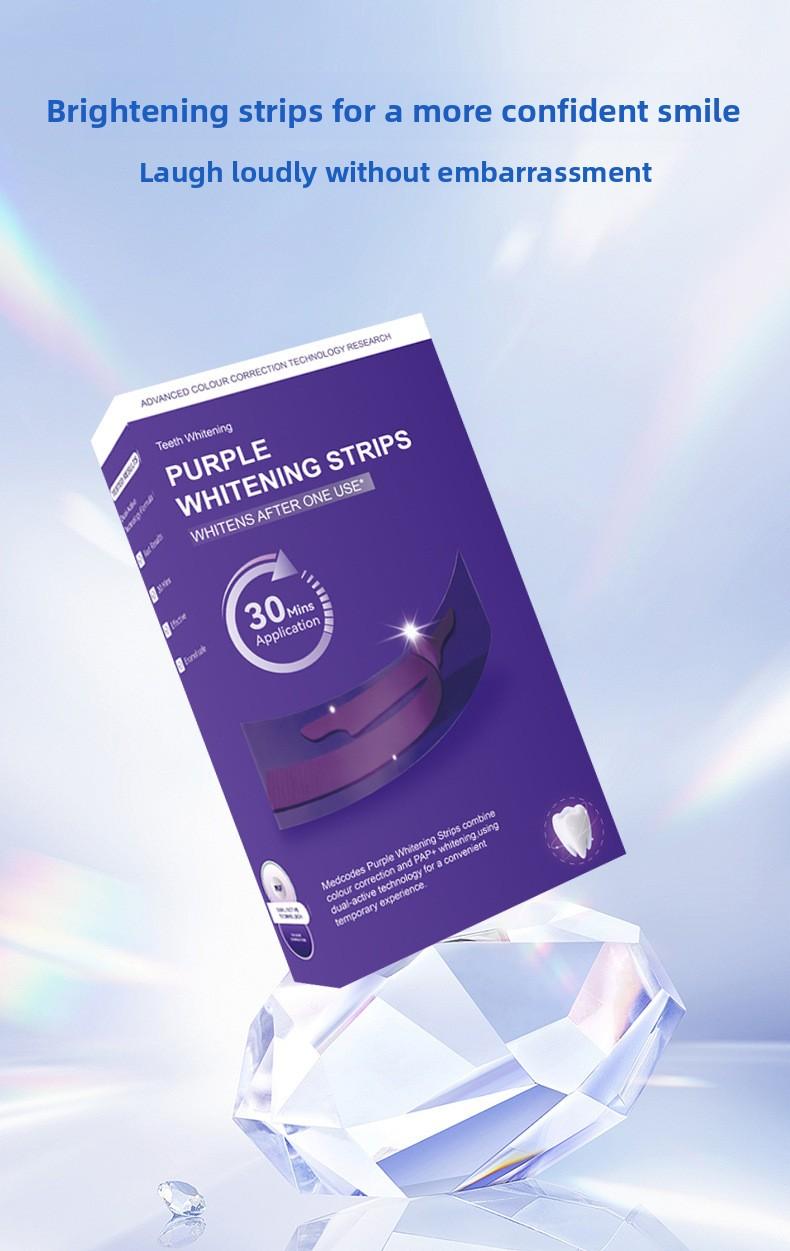 New V34 Purple Whitening Dental Strips Focus on Teeth Whitening and Removing Stains and Plaque Purple Teeth Whitening Strips