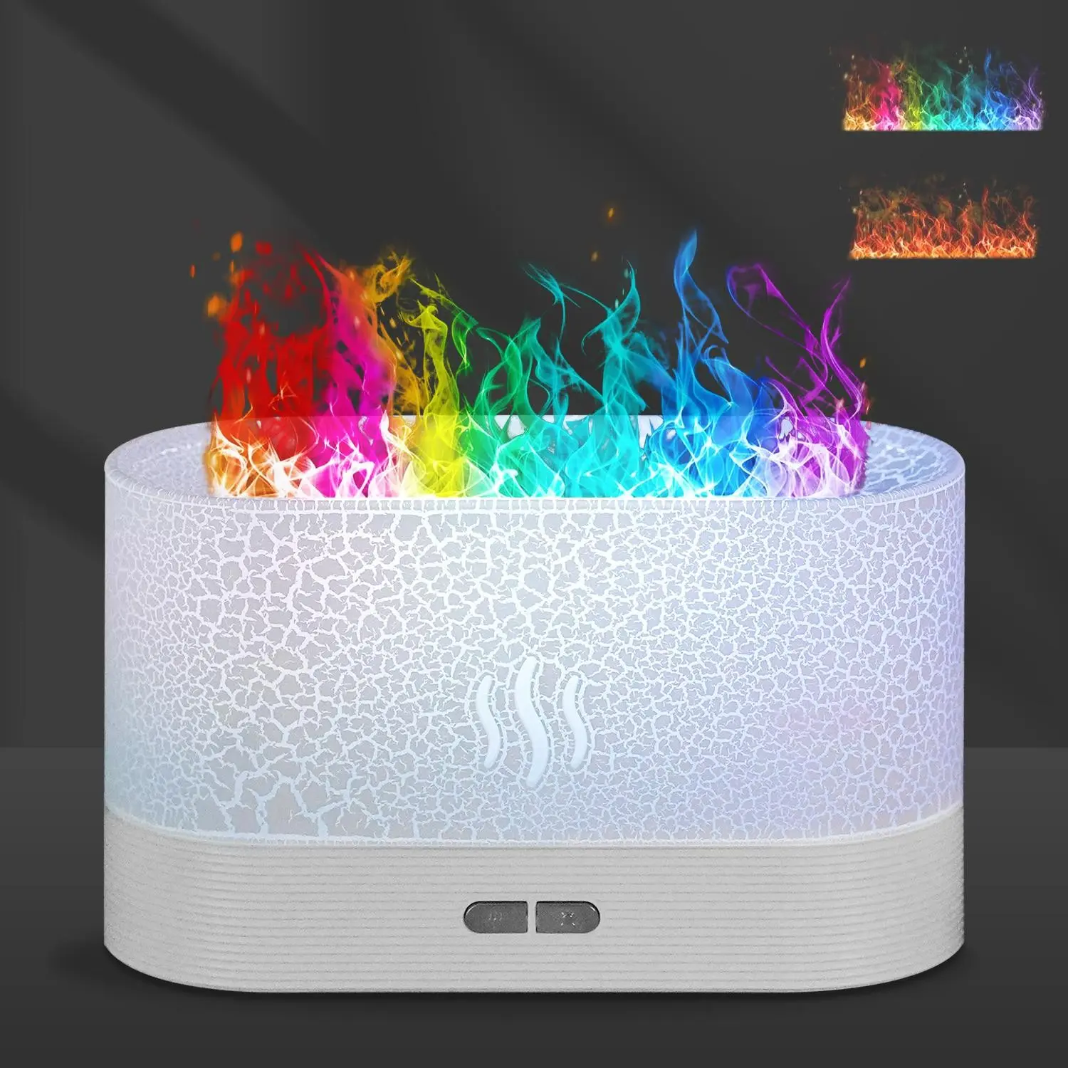 New Seven-Color Flame Humidifier Home Desktop Aroma Machine Automatic Spray Fragrance Diffuser Realistic Seven-Color Flame Air Purifier Aromatherapy Aroma Humidifier
