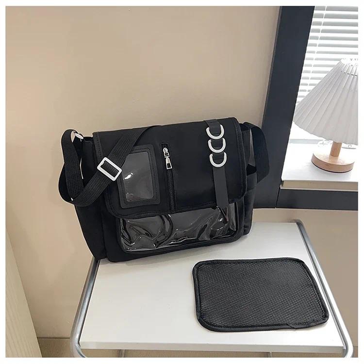 Y2K Japanese Harajuku School Bags for Girls New Transparent Itabag Shoulder Crossbody Bag DIY Badges Display Plate Ita Bag