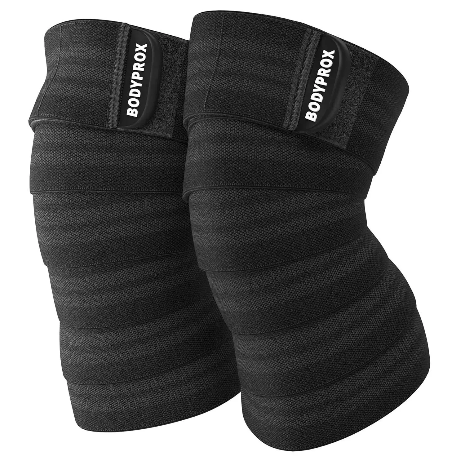 2-Pack Knee Compression Wraps with Elastic Band & Hook-and-Loop Fastener - Extremely High Adjustable Compression Protective Gear for Squats, Weightlifting, Men & Women