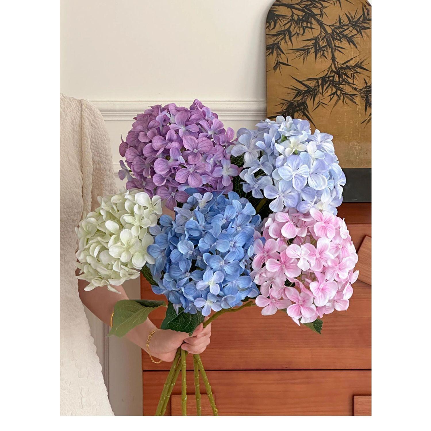 Luxury hydrangea faux for dining table and living room decorations, wedding artificial decorative floral arrangements, silk flowers, dried flowers filler