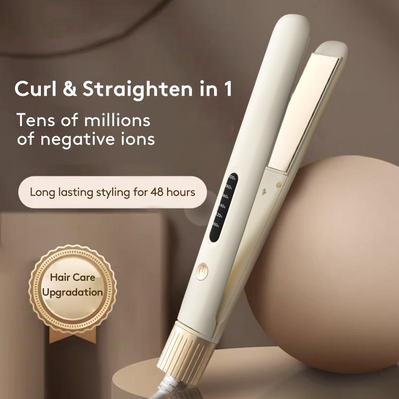 Great Flat Iron Hair Straightener, 1 Inch Hair Straightener for Women, 2 in 1 Hair Straightener Hair Curler, Portable Hair Straightening Ionic Fast Heating Hair Styling Tools,For Less Frizz, Shinier & Smoother, Gift