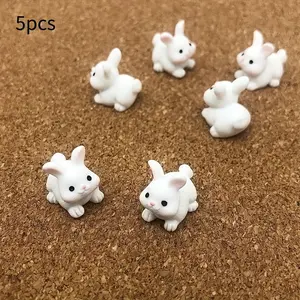 Five-Piece Mini Resin Bunny Figurines, Cute Q-Style Sitting/lying Bunnies, DIY Micro Garden, Easter Decor, Dollhouse Scene, Outdoor/micro Bunny Statues