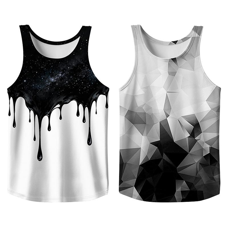 Vintage 2 Pack Oil Painting Tank Top, Trendy Menswear Funny Graphic Tees, Big and Tall Gym Workout Running Tee, Comfy Casual Sleeveless Vests