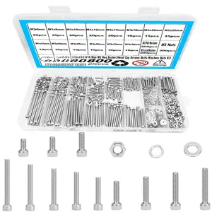 800 count M3 Screw Kit,M3 Hex Socket  Cap Screws  with Nuts and Washers,304 Stainless Steel Metric Screws,M3  for  Printing(M3 x 6/8/10/12/16/18/20/25/30/35/40/45/50/55mm)