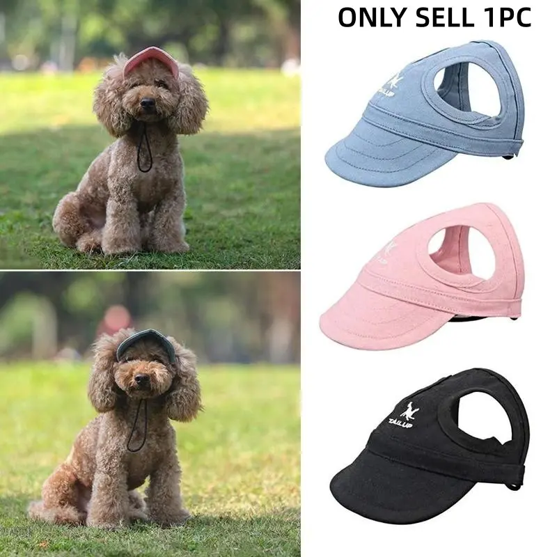 Adjustable Cat Dog Sun Hat, UV Protection Baseball Cap for Small Pets, Outdoor Gear for Cats and Small Dogs, Ear-Exposed Design