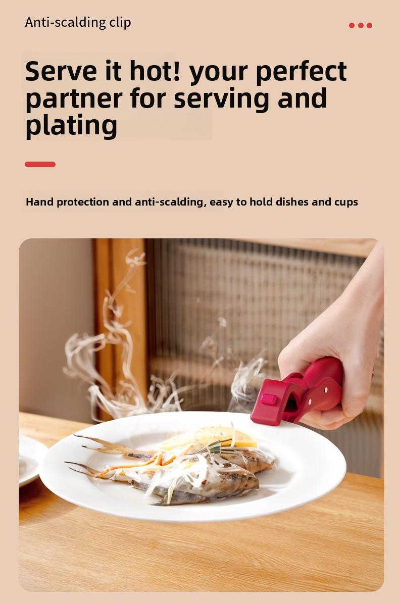 2 Counts Hot Plate Gripper, Multi-Purpose Anti-Scald Tool for Bowls, Plates, Pans, Serving as Holder, Clip,