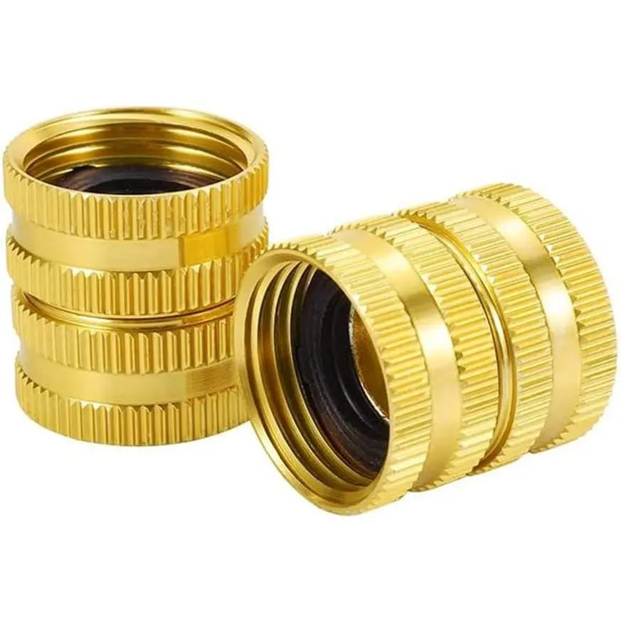 2 Pack 3/4" GHT Female to Female Garden Hose Connector | Solid Brass Double Female Swivel Hose Adapter, For Connecting Male to Male Hose