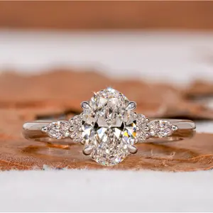 Luxury imitation moissanite ring, popular in European and American fashion, super shiny with diamonds, DDJZ0039 pigeon egg-shaped wedding engagement ring for women