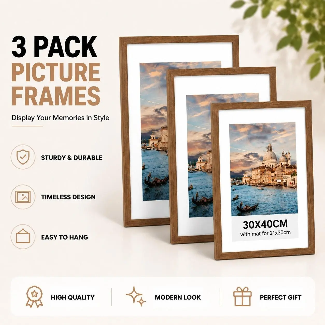 3pcs 30x40cm Wood Picture Frames For Wall Set, 12x16 Inch Modern Minimalist Photo Frames, Shatter-Resistant Plexiglass, Wall & Tabletop Decor, Wall Decor Gift