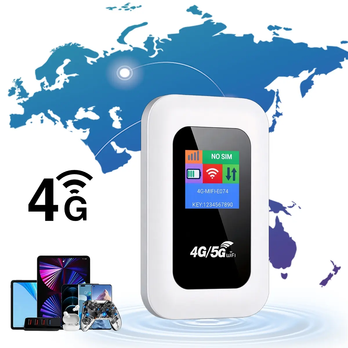 Portable 4G LTE WiFi Device with 2100mAh Battery, 150Mbps High-Speed Network, Supports 10 Devices, Covers All European Countries, Great for Business Travel & City Breaks, Mini WiFi Hotspot
