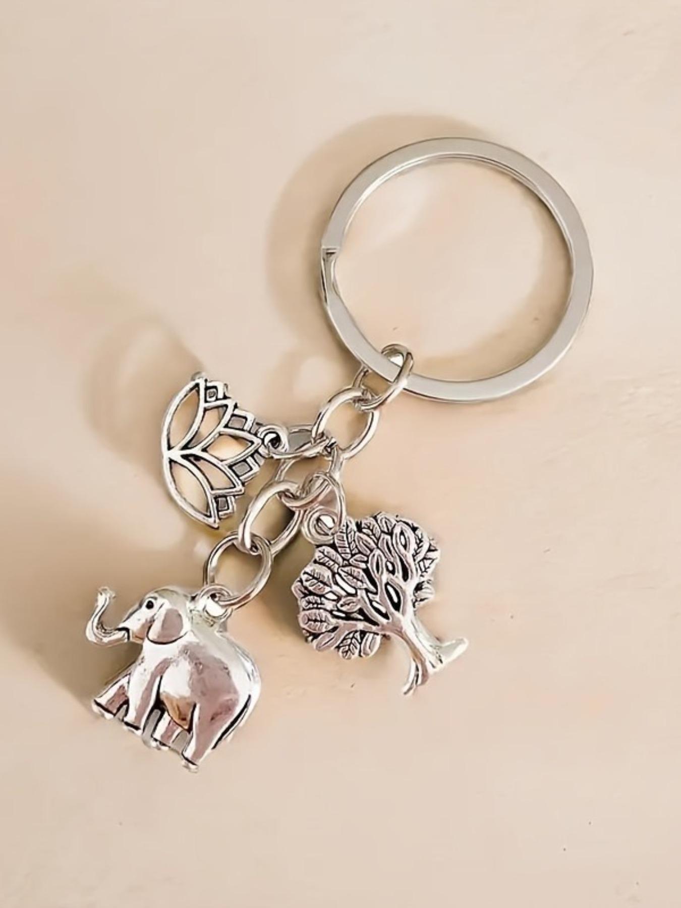Elephant & Tree Design Keychain Bag Pendant, Cute Animal Keychain for Women & Men, Fashion Accessories for Daily Use, Trendy All-match & Exquisite Keychain for Birthday Gift