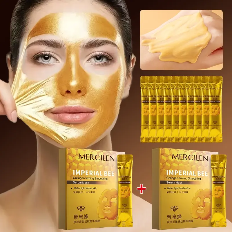 Mercilen Royal Jelly Hydrating Essence Mask 6g X 10 Strips X 2 Boxes, Contains Retinol & Hyaluronic Acid, Travel Size Facial Care for Women