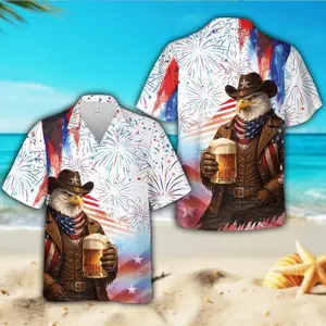 250 Years Of Freedom America Hawaiian Shirt, USA Flag Eagle 4th Of July Button Up Shirt,  Independence Day Shirt, 1776-2026 Patriotic Shirt