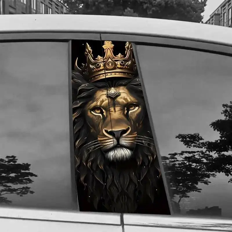 Bold Lion Graphic Vinyl Car Decals, Waterproof UV-Resistant Self-Adhesive Stickers, Universal Vehicle Accessories for Car Windows & Doors Interior-Exterior Decor