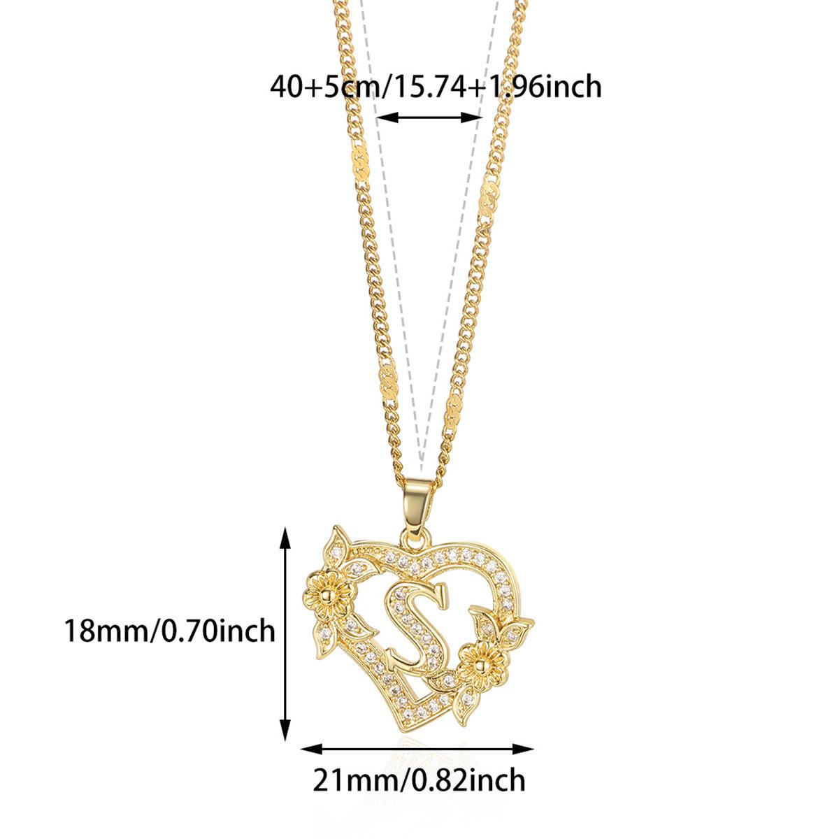 Summer women's heart-shaped necklace, stainless steel necklace with diamond and floral decorations, suitable for girls' daily fashion wear