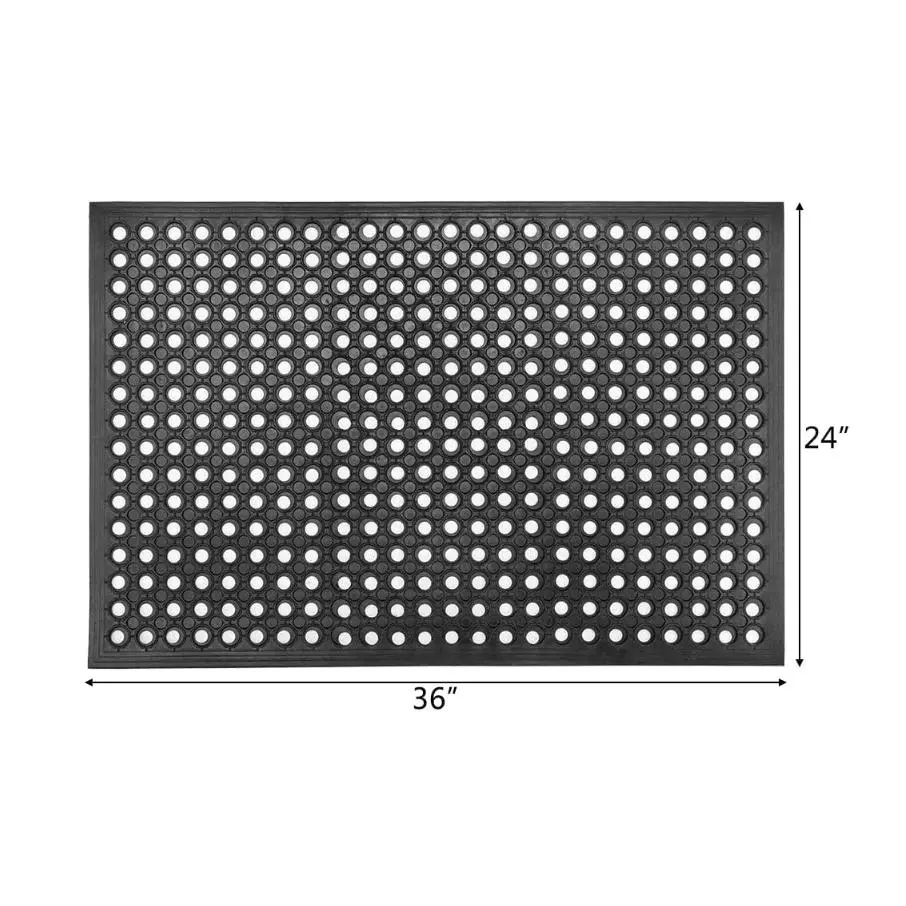 MEFEIR 24x36 Inch Anti-Fatigue Rubber Floor Mat with Drainage Holes - Heavy Duty Anti-Slip Kitchen & Bathroom Mat for Commercial Use - Industrial, Restaurant, Bar - Indoor/Outdoor (1-Pack)"