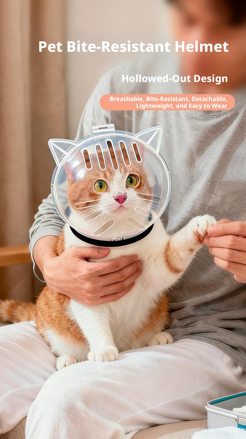 PetBoba Anti-scratch and bite cat head cover, protective paw covers, anti-licking and anti-biting, anti-fighting, bathing and nail trimming, anti-biting transparent head cover