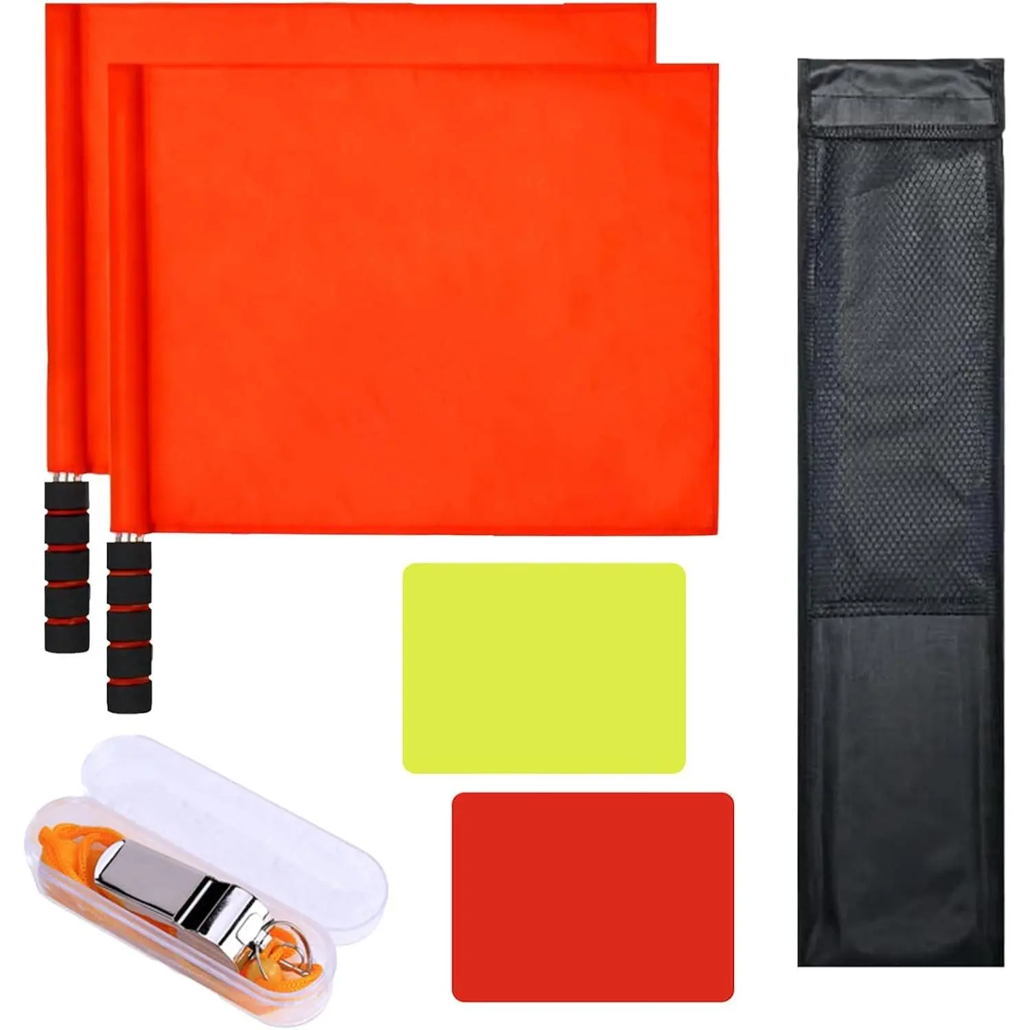 4-in-1 Volleyball Referee Flags Set Referee Toolkit with Storage Bag
