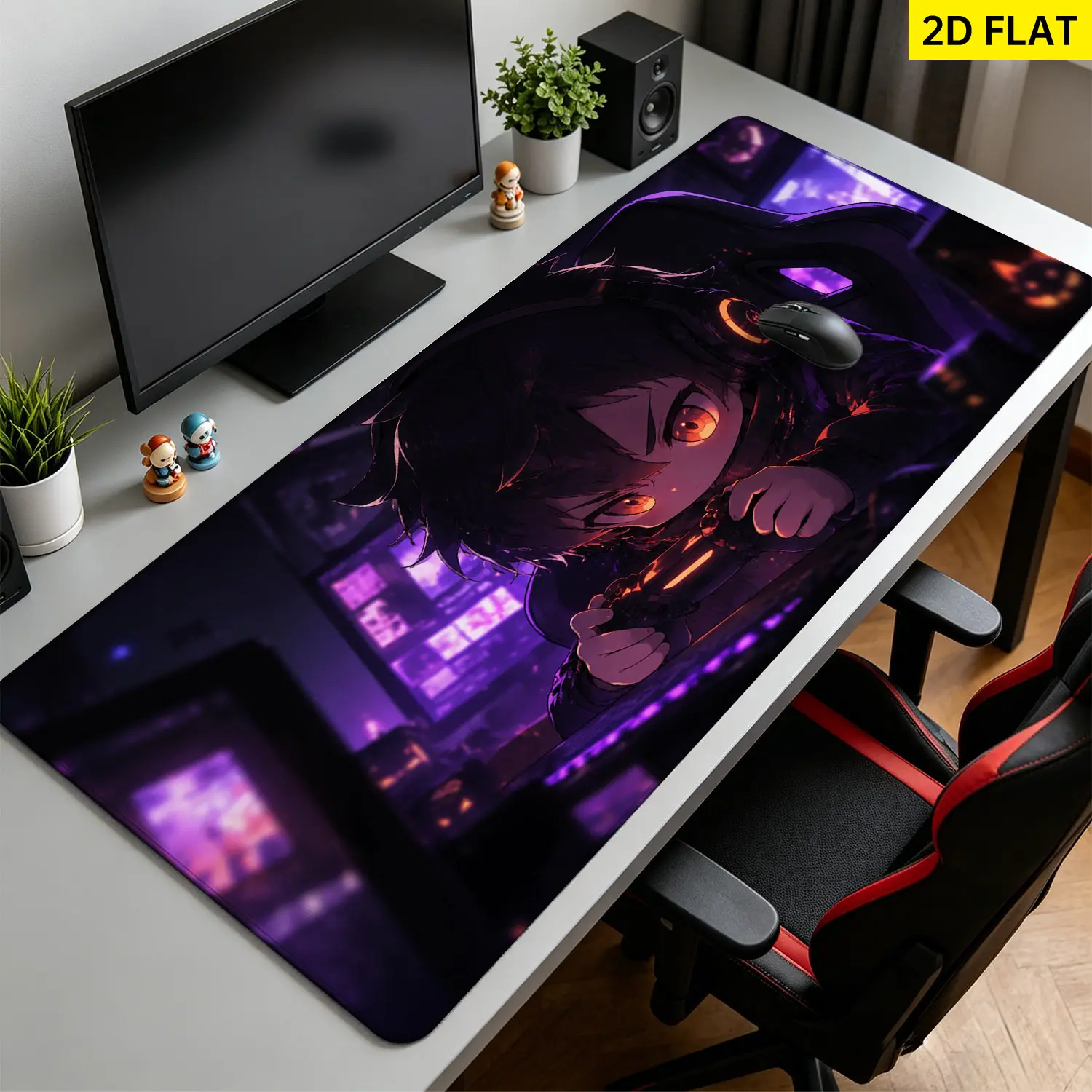 Extra Large Cyberpunk Neon Gamer Mouse Pad,Non Slip Rubber Pad,Desktop Decoration Drotection Pad,Washable,Lock Edge Multi Size,Premium Multipurpose Mousepad For Office,Gaming Setup,Gift for Family and Friends