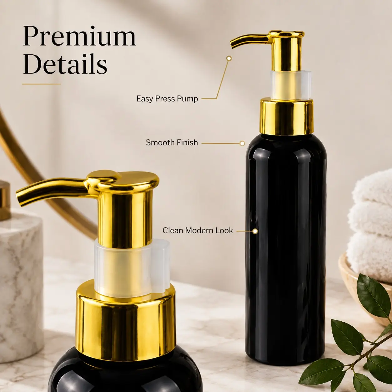 5-Pack 100ML Empty Pump Bottles, Makeup Remover Oil Dispenser, Essential Oil Refill Bottle, Lotion Squeeze Bottle, Hair & Bath Refill Container, Smooth