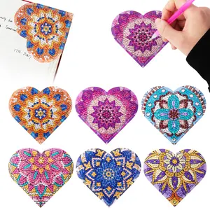 6 Piece Diamond Art Bookmarks, Leather Mandala Floral Design, DIY Diamond Painting Bookmarks, Heart Shape Bookmark, Perfect Gift for Book Lovers