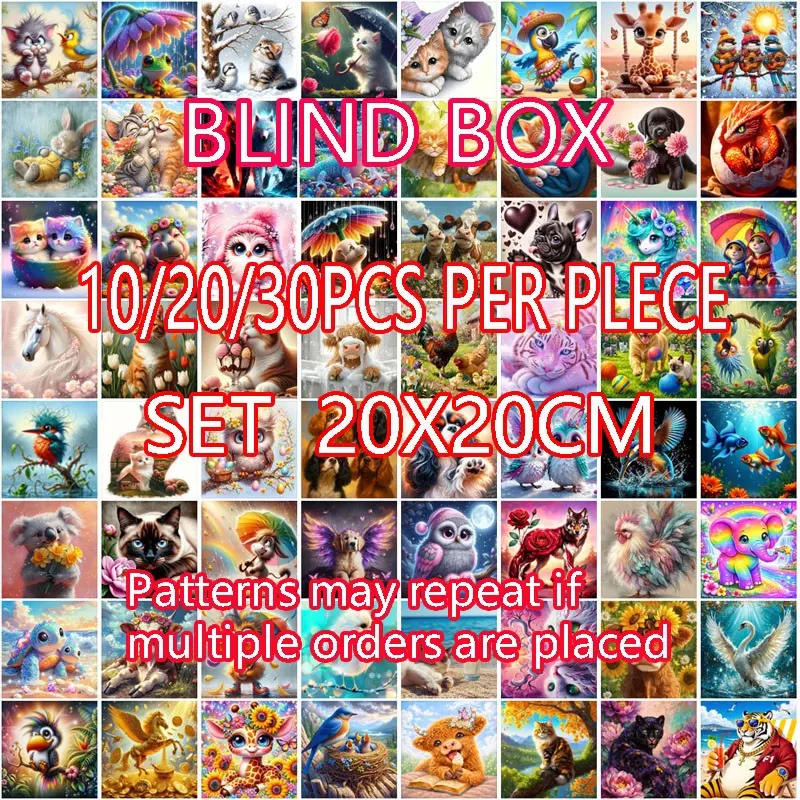 Animal Style Diamond Painting Kit, 10pcs/20pcs/30pcs Random Patterns, DIY Craft Set, Home Wall Decor Gift, Stress Relief Birthday Present