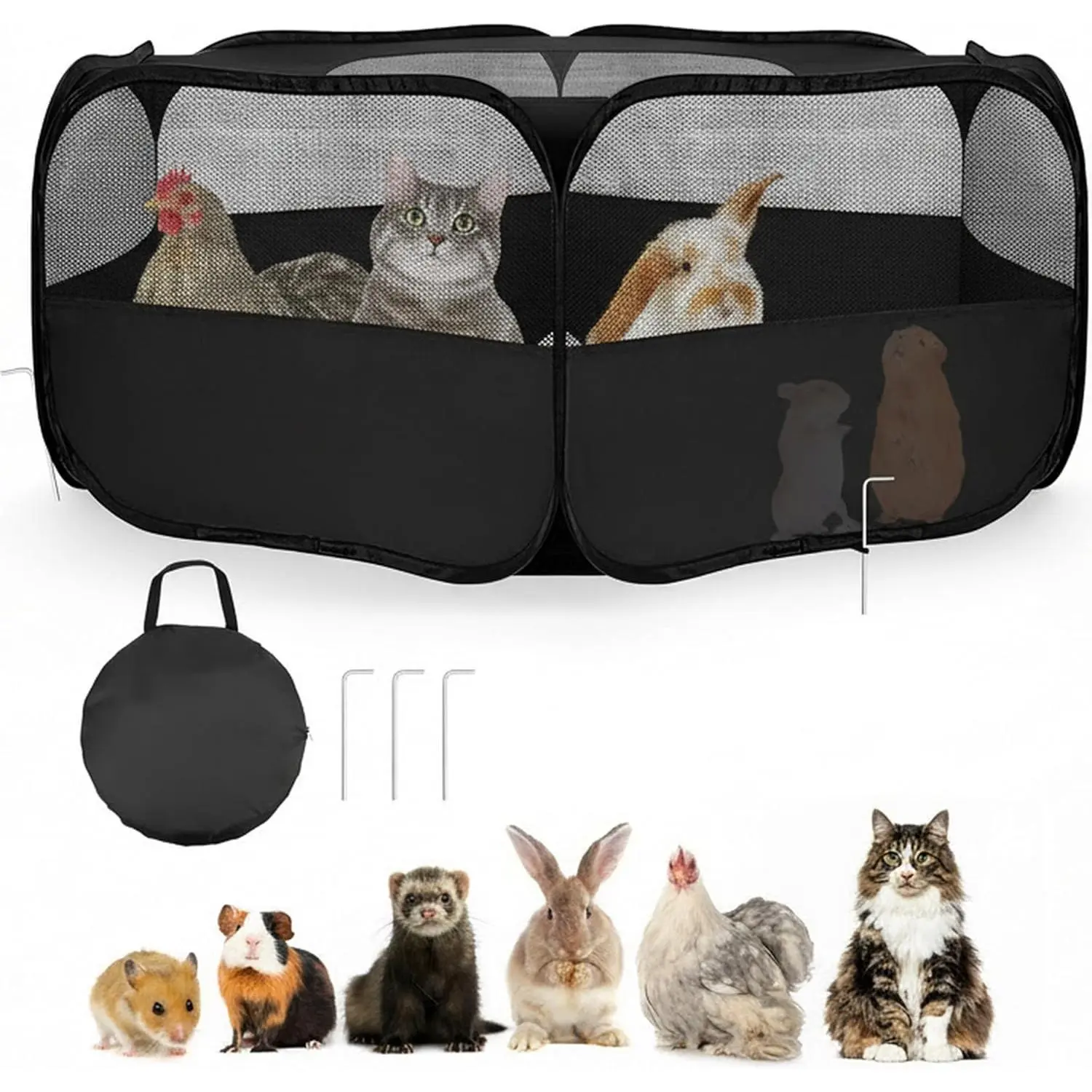 Small  Playpen with Mesh Cover &  Bottom  Tent Chicken Brooder  Guinea Pig Cage Playpen for Small  Indoor Outdoor Use