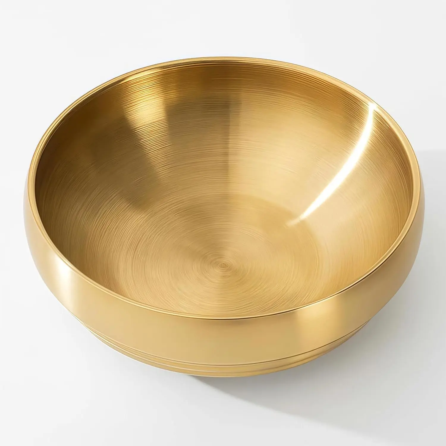 7.4 in Round Large Size Multi-Use Sturdy Stainless Steel Decorative Bowl - Gold, Stylish Modern Kitchen Counter Fruit Bowl, Home Entryway Table Centerpiece