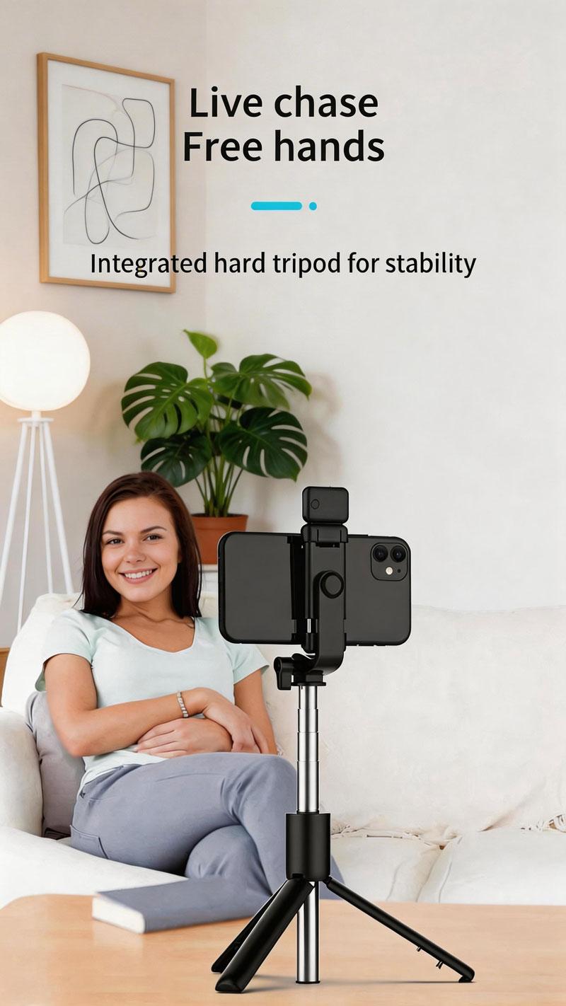 Foldable Bluetooth Selfie Stick Extendable Portable Multi-Function Tripod for iOS Android with Wireless Remote Shutter