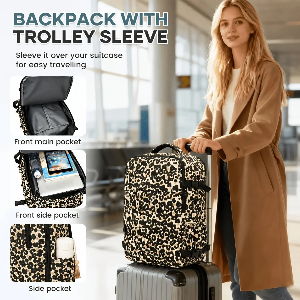 Vacuum Compression Bags Backpack, Multifunctional Travel Bag, Ryanair Cabin Bag 40x30x20cm Wizz Air Carry On With Hand Pump Space Saving Shoe Compartment 180 Degree Opening TSA Approved Father's Day Summer Travel Prime Day Gift