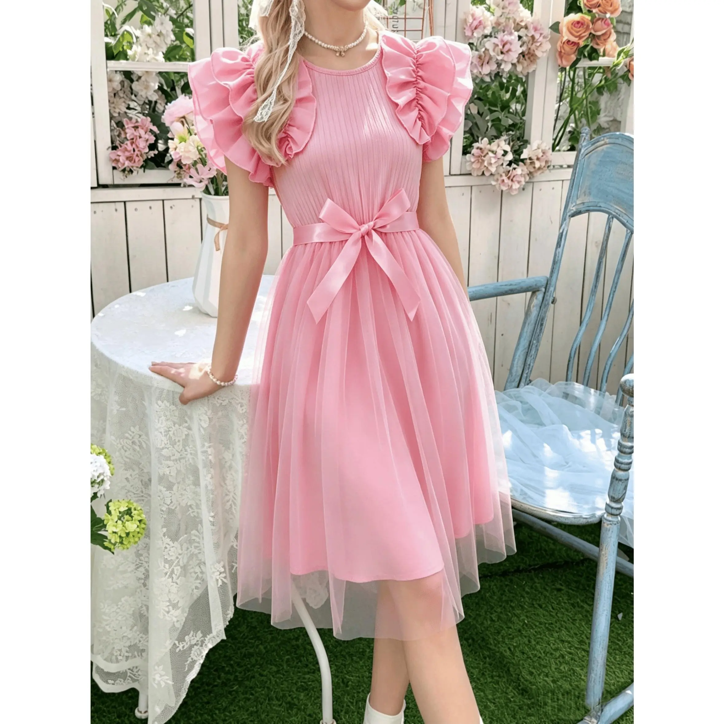 Elegant/Commuting/Soft Summer Dress, Perfect for Party Attire, Ball Gown, Easter Dress, Tank Dress, Summer Dress, SS26 Trend, Soft Summer Dress for Girls 8-12Y