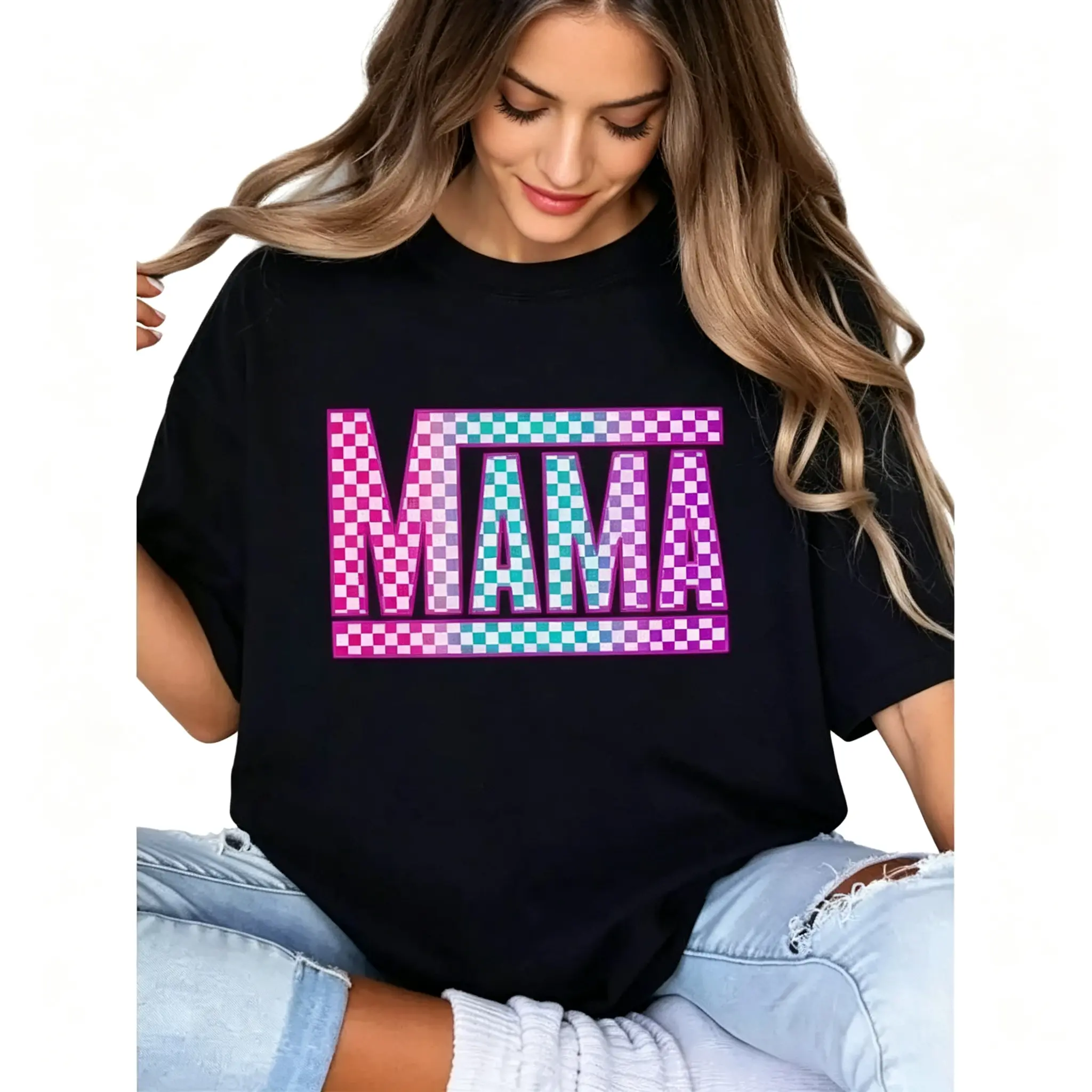 Checkered Mama Graphic Unisex Tee |   All-Season Breathable Top