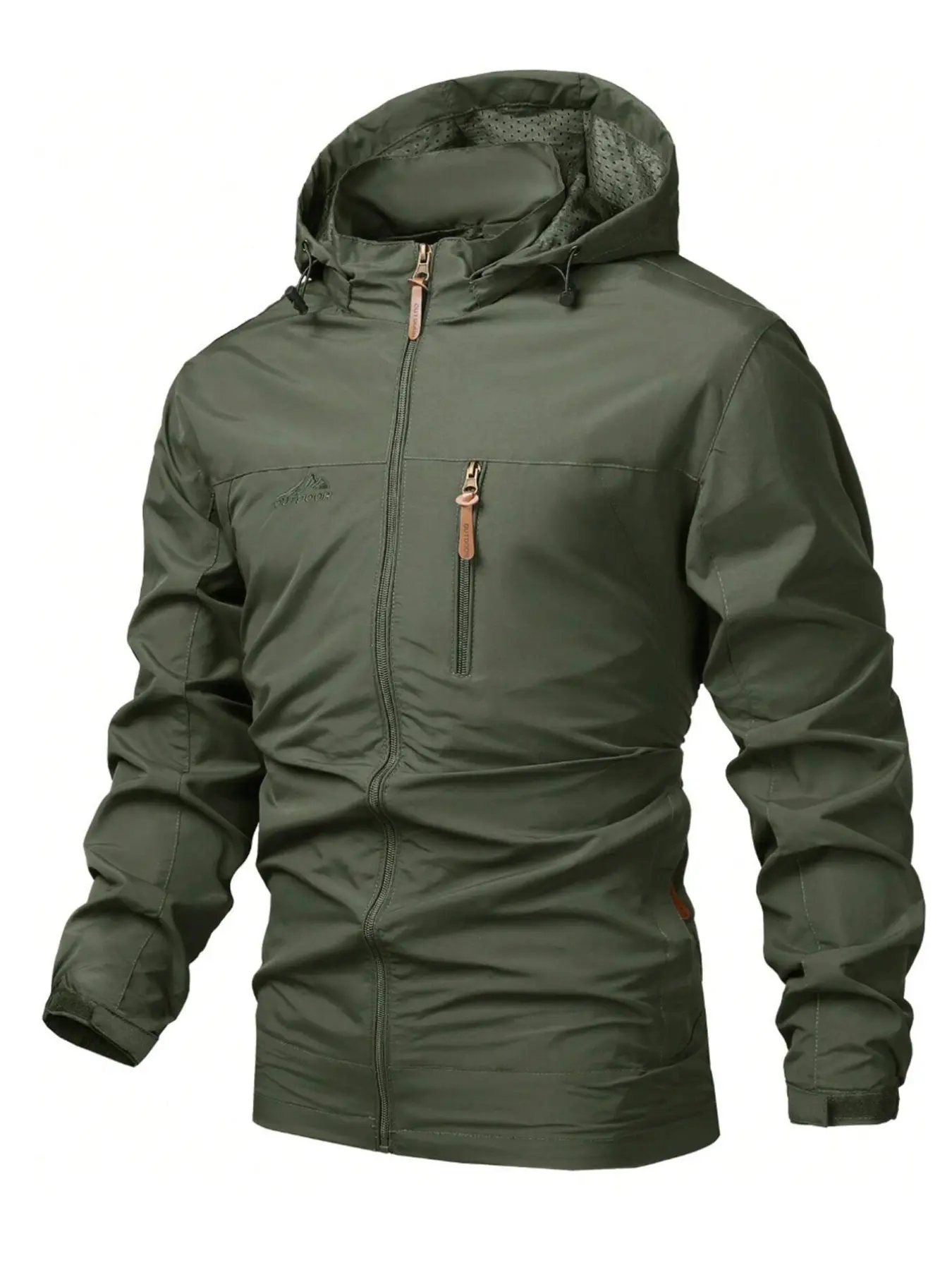 Spring Fall Lightweight Zipper Open Front Jacket, Detachable Hat, Men's Outdoor Hooded Parka, Loose Fit Casual Coat