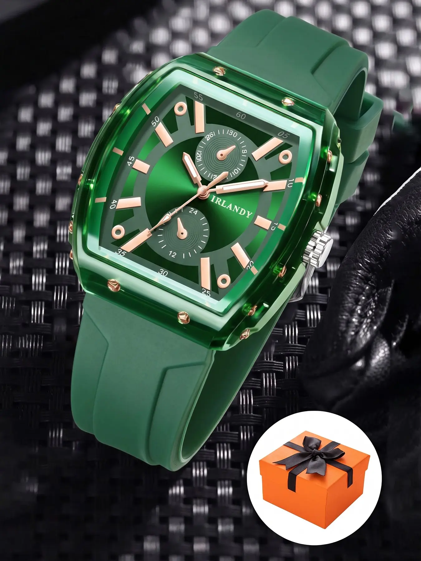 Unisex Quartz Watch with Silicone Strap, Fashionable Sporty Design, Casual Wristwatch with Gift Box Included, Perfect for Men and Women